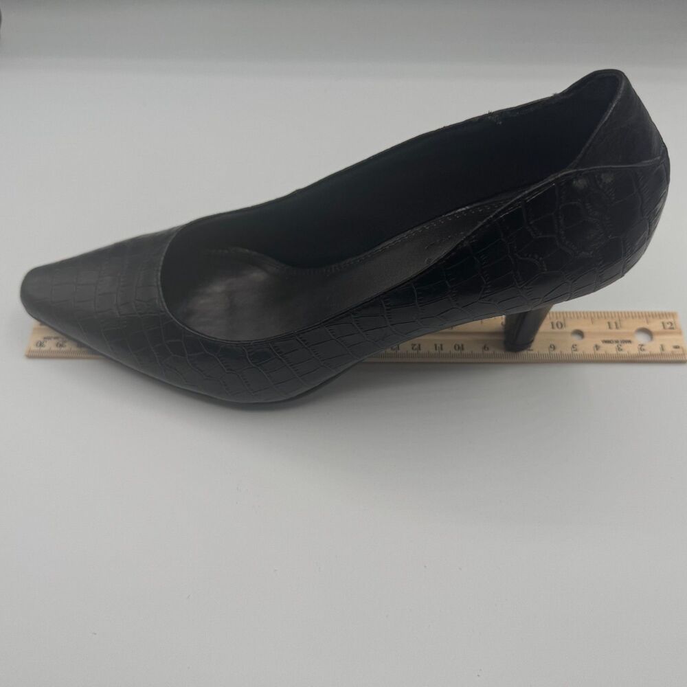 Life Stride Soft System Women's Shoes Sz 9 Black Faux Reptile Pumps 3" Heels - Picture 12 of 12
